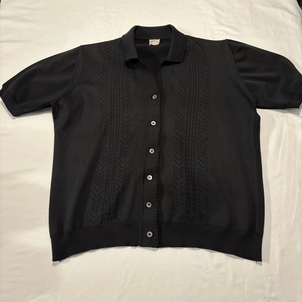 Vintage Black Button Up Knit Top